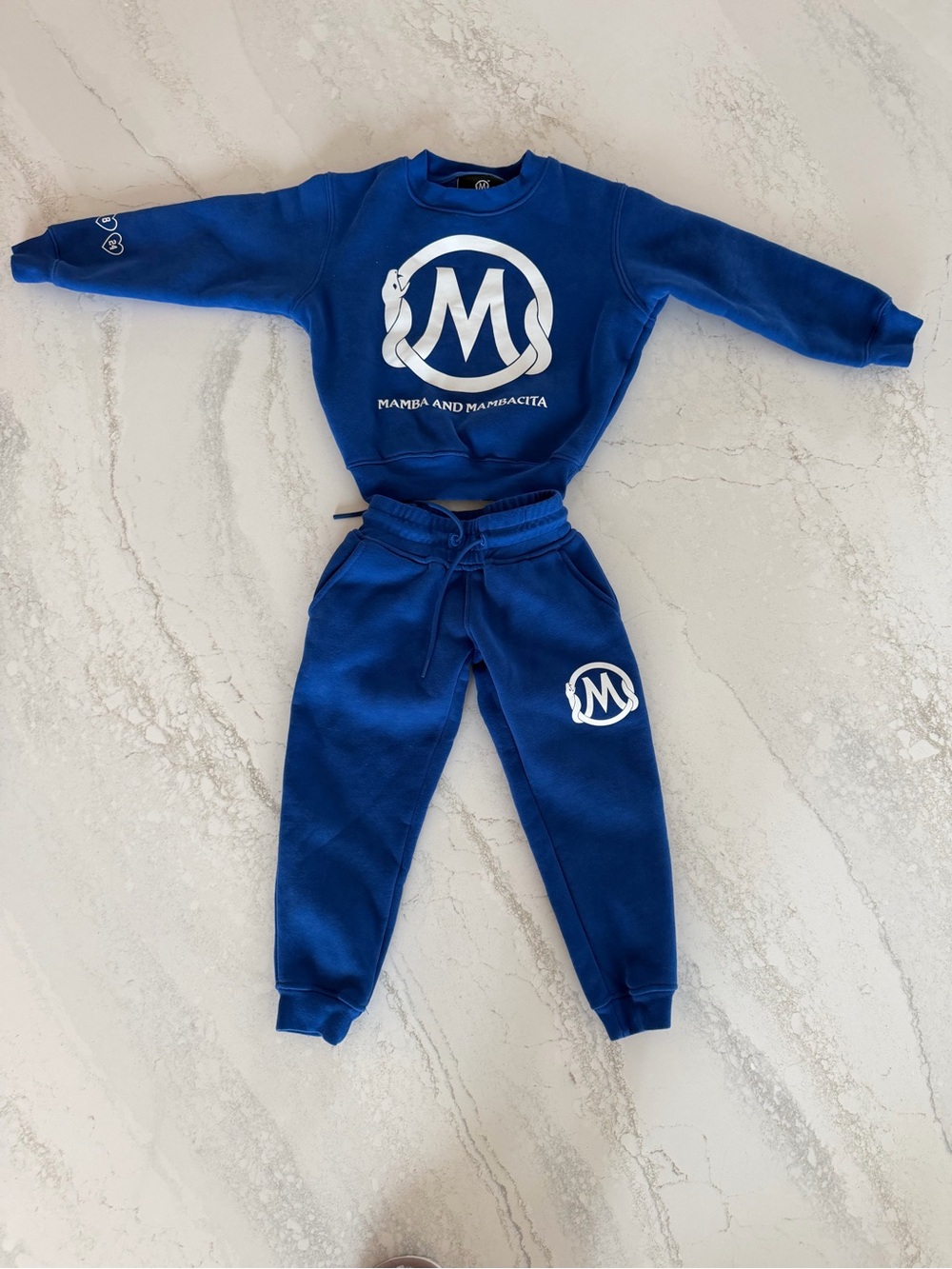 Mambacita Kids Blue Logo Joggers Set Size XS 5-6